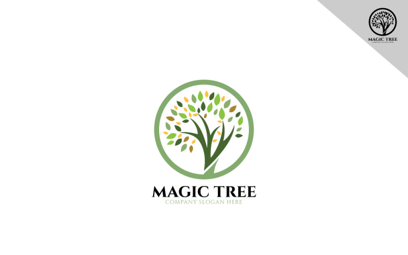 Minimalny szablon logo magicznego drzewa