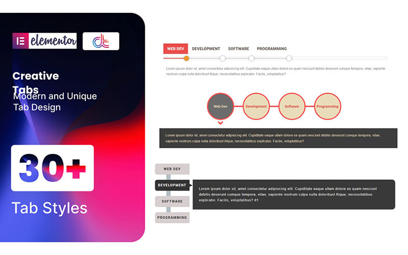 Plugin WordPress per schede creative per Elementor