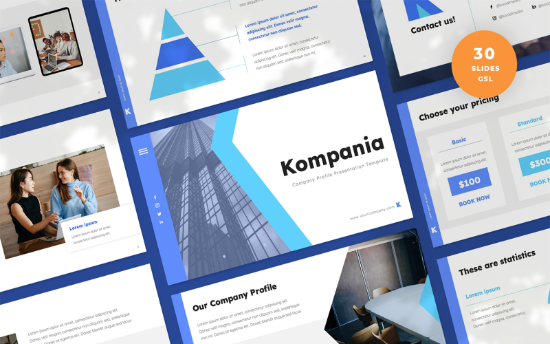 Profil firmy Prezentacja szablonu Prezentacji Google