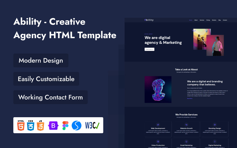 Schopnost - HTML šablona kreativní agentury