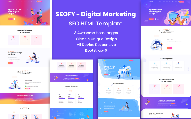 SEOFY - Modèle HTML de marketing numérique et de référencement