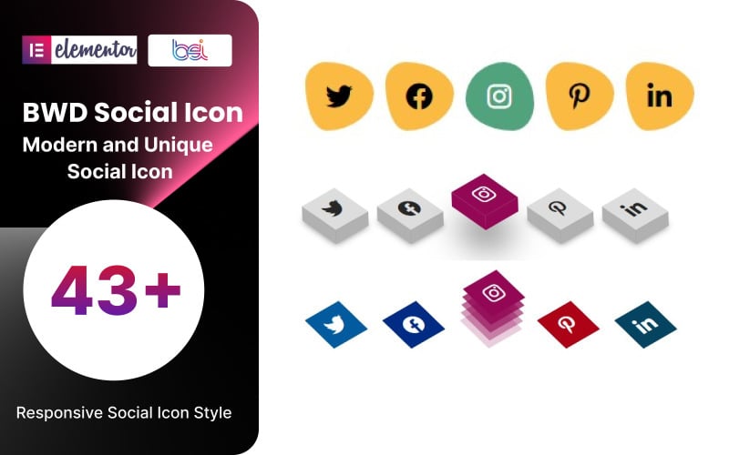 Social Icon WordPress beépülő modul az Elementorhoz