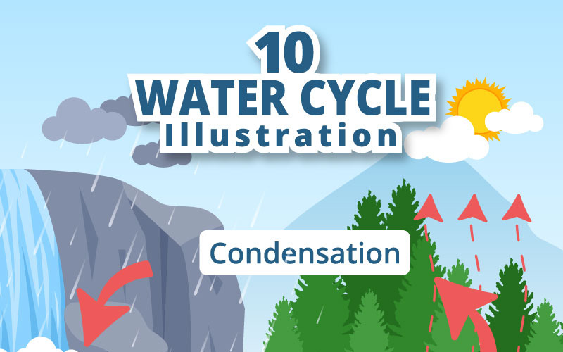 10 Víz ciklus Föld illusztráció