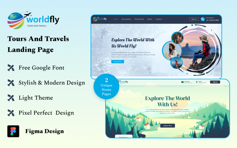 Agencia de viajes - Kit Figma de diseño de página de aterrizaje