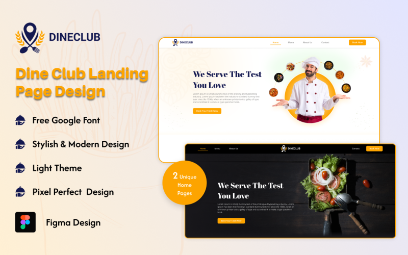 Dine Club - Restauracja Landing Page Figma Kit
