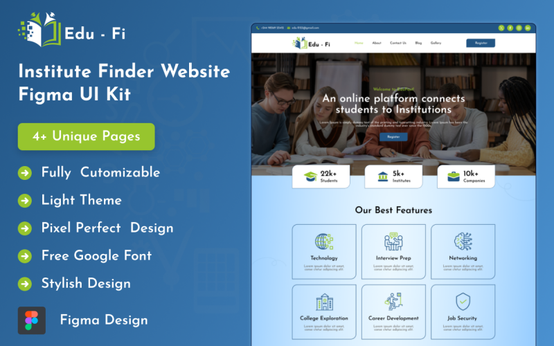 Edu-Fi — witryna internetowa Instytutu Wyszukiwarki Figma Kit