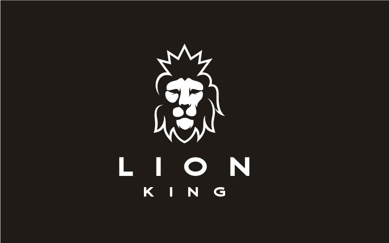 Cabeza de león elegante con inspiración de diseño de logotipo de corona