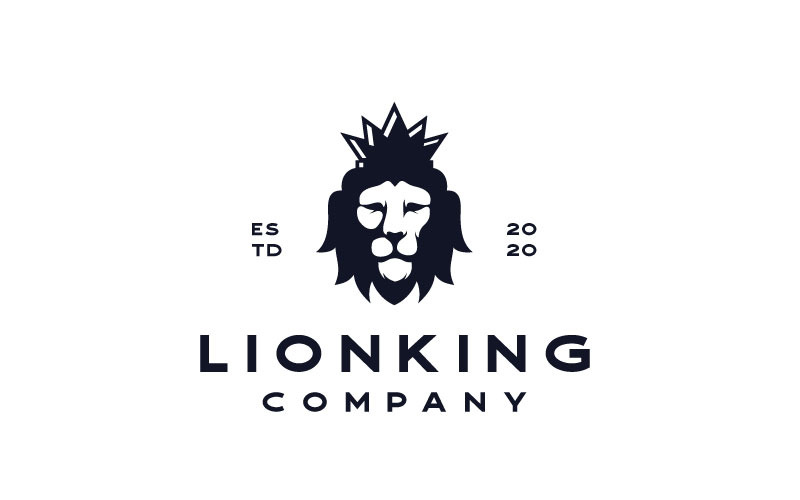 Elegáns oroszlánfej korona logó tervezősablonnal