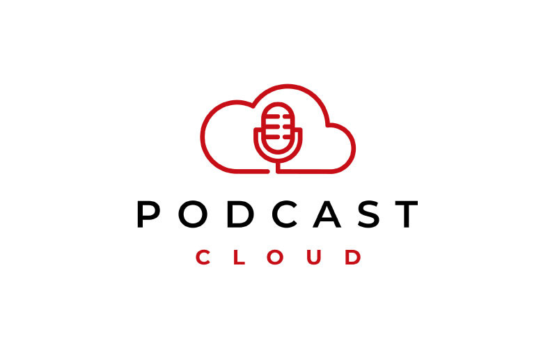 Хмарний логотип Podcast, дизайн логотипу хмарних обчислень із мікрофоном