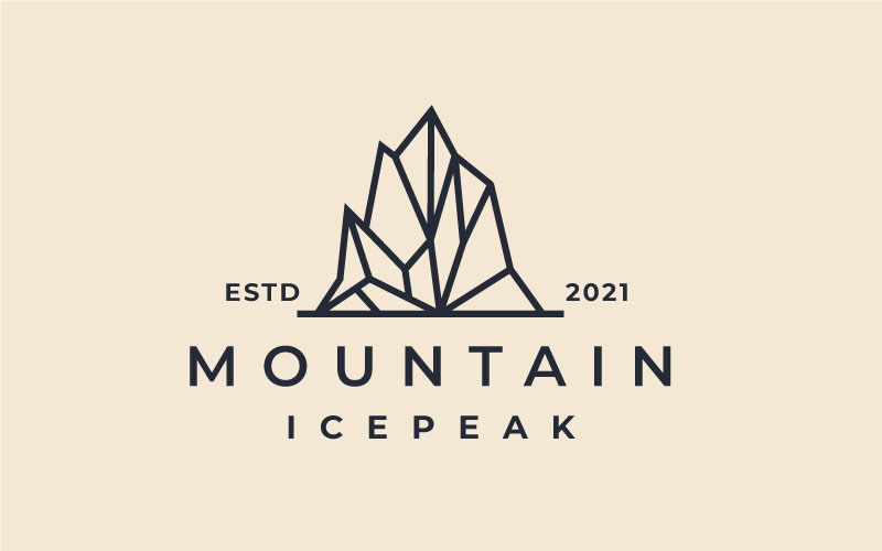 Iceberg hipster vintage, modello di progettazione del logo del picco di montagna
