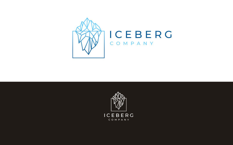 Modèle de vecteur de conception de logo d'iceberg de montagne d'art de ligne géométrique