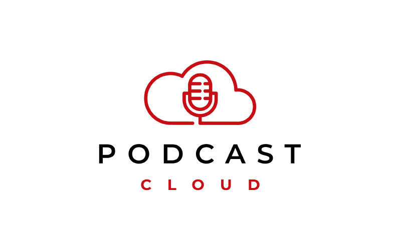 Podcast Cloud Logo, Cloud Computing s designem loga mikrofonu
