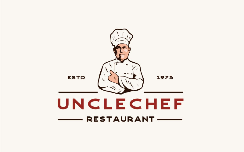 Restoran Logo Tasarım Şablonu İçin Vintage Retro Şefler