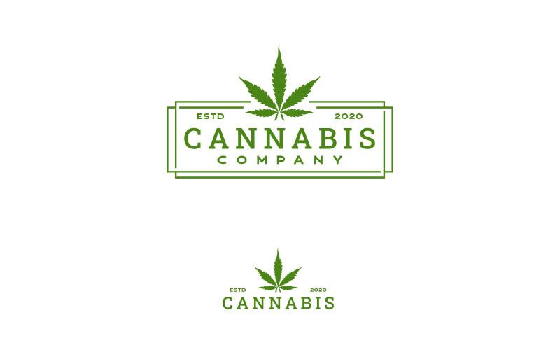 Timbre d'emblème vintage Modèle de logo CBD THC Cannabis