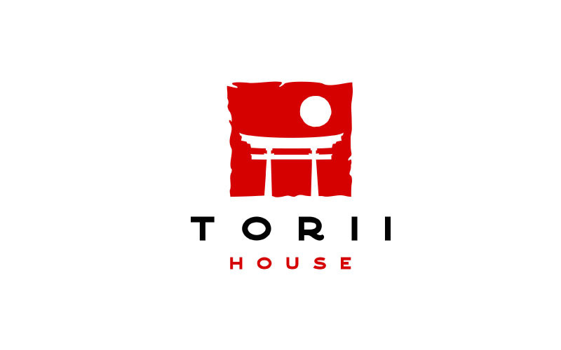 Torii-Tor / Torii-Haus-Vintage-Hipster-Logo-Design