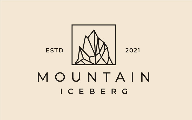 Vintage-Hipster-Eisberg, Berggipfel-Logo-Design