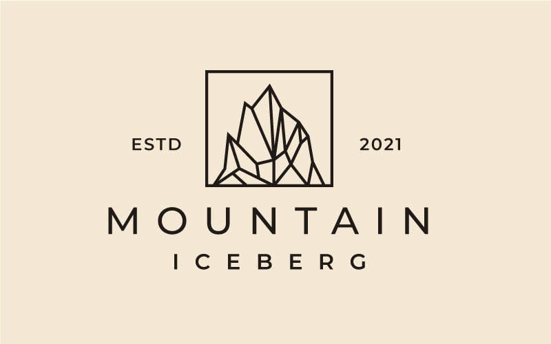 Vintage Hipster Iceberg, projektowanie logo szczytu górskiego