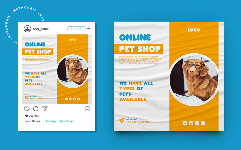 Design del modello di post sui social media per animali domestici