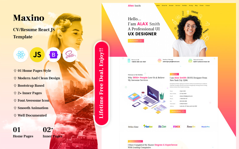 Free Personal CV/Resume React JS Template - TemplateMonster