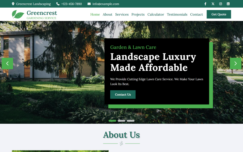 Greencrest - HTML5-Zielseitenvorlage für Garten- und Landschaftsbau