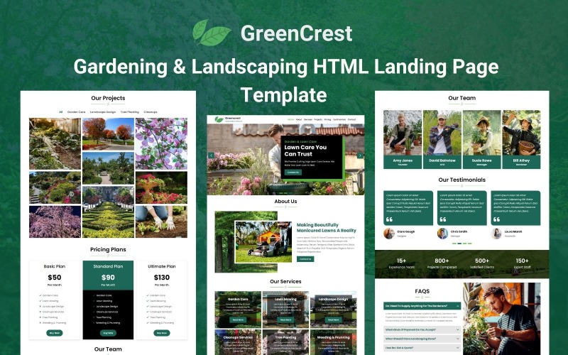 Greencrest - Садоводство и ландшафтный дизайн HTML5 Шаблон целевой страницы