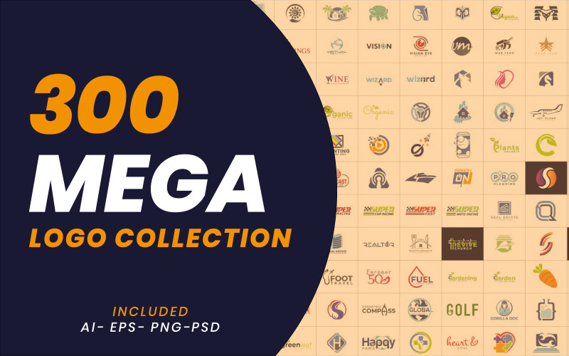300 minimális logós csomag vektorsablon