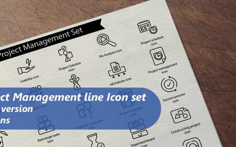 Project Management line Icon Set