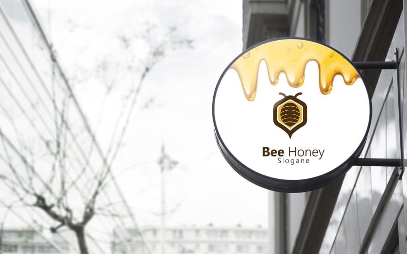 Schöne Biene-Honig-Logo-Vorlage