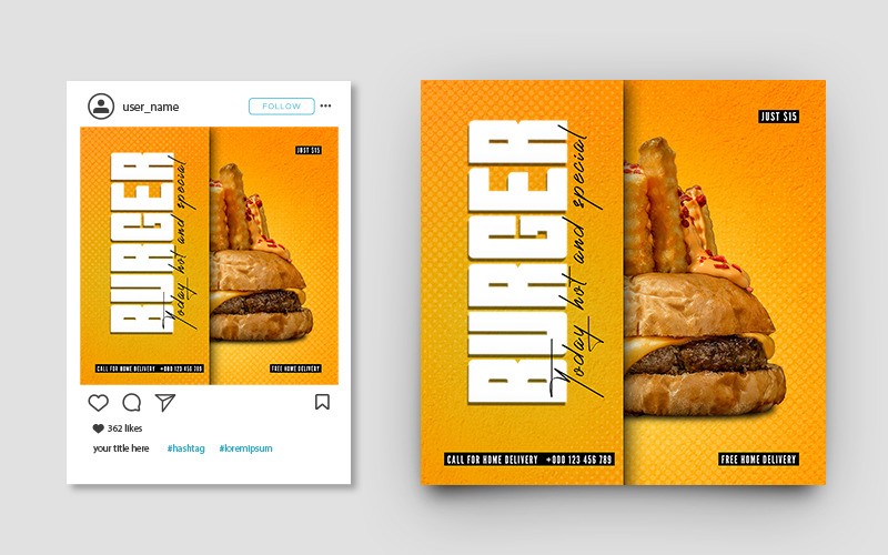 特殊食品汉堡促销社交媒体帖子横幅模板