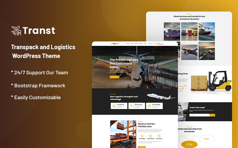 Transt - Thème WordPress pour le service de transpack et de logistique