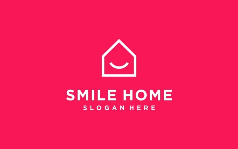 Accueil Sourire Maison Heureux Logo