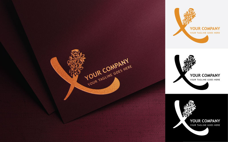 Bloemen Letter X Borduurwerk Logo Design-Merkidentiteit