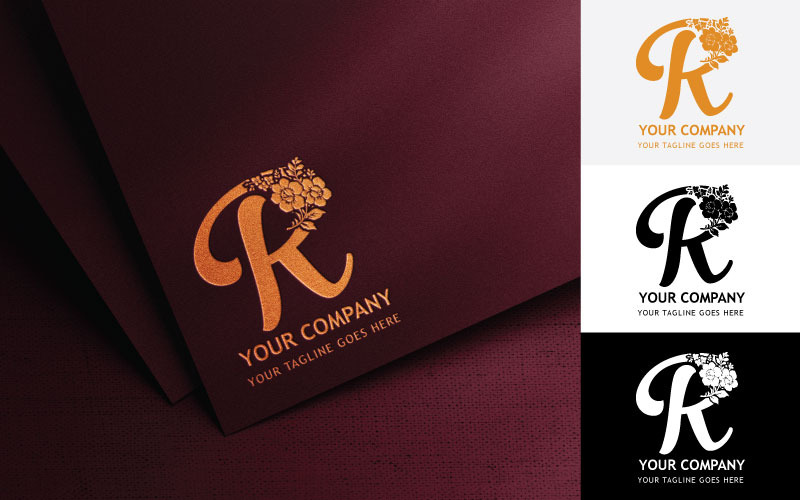 Blommig bokstav R Broderi Logotyp Design-varumärkesidentitet