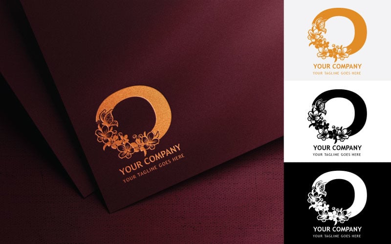 Création de logo de broderie lettre O florale-identité de marque