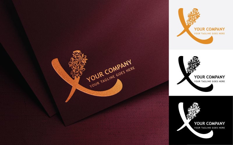 Дизайн логотипу з квітковою вишивкою літера X — фірмовий стиль