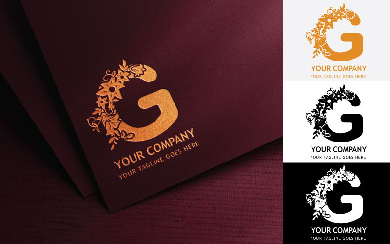 Květinové písmeno G výšivka Logo Design-Identita značky