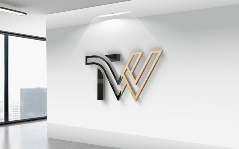 TW, WT Monogramme de logo de luxe avec lettres initiales abstraites.
