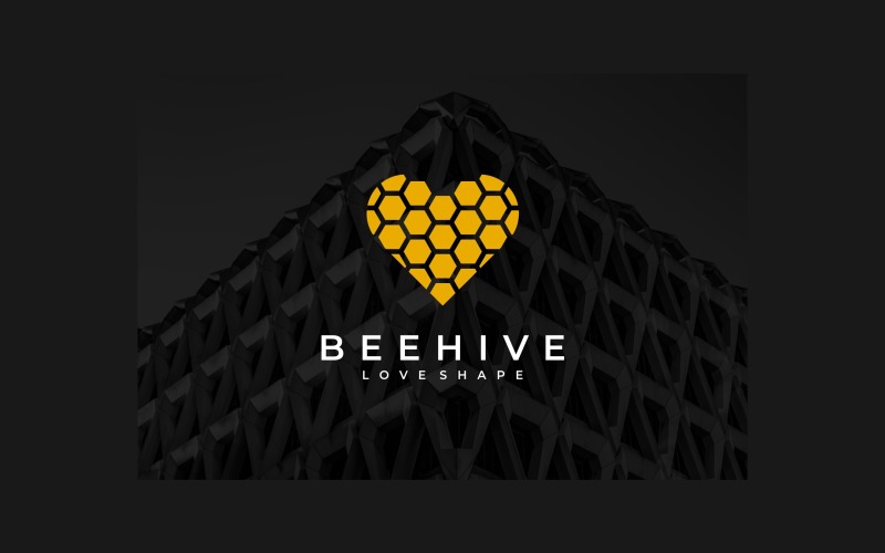 Beehive Honeycomb Love Heart Logo