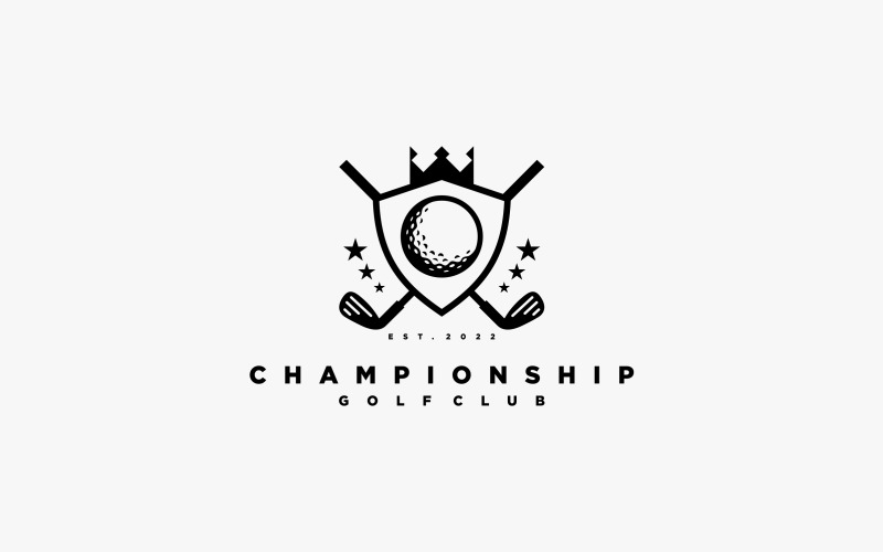 Golf Club Championship Shield Crown Emblem Logo