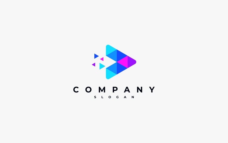 Play Button Video Pixel Triangle Logo - TemplateMonster