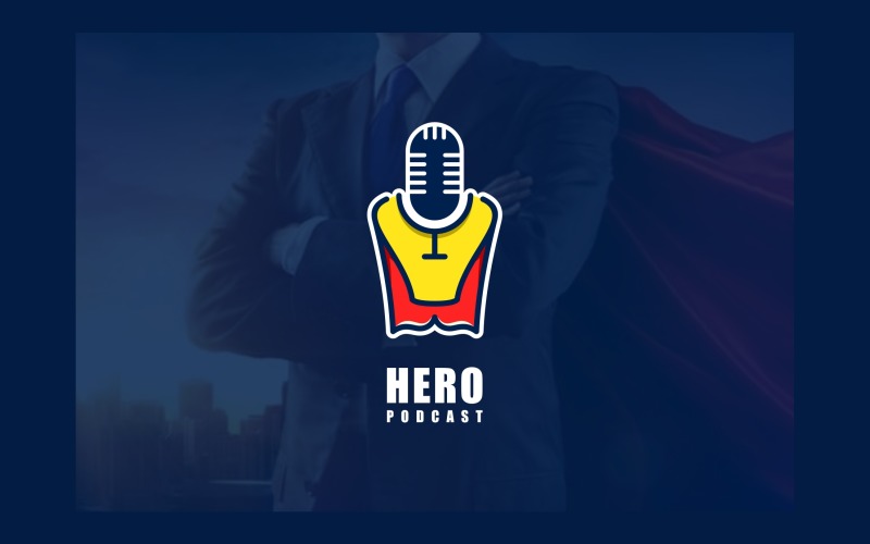 Podcast Microphone Superhero Logo