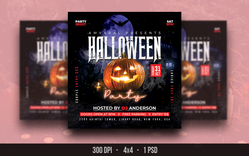 Flyersjabloon voor Halloween-horrorfeestuitnodiging