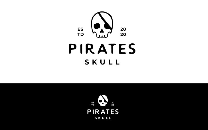 Schädel-Skelett-Piraten-Logo-Design-Inspiration