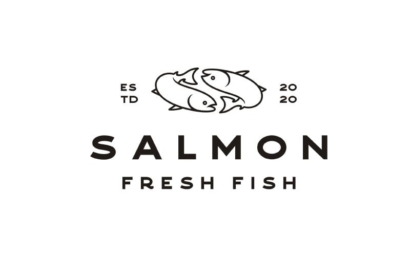 Vintage Retro Salmon Fish Logo Design Inspiration Vector