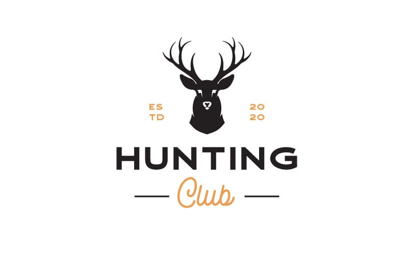 Deer Hunter Logo, Deer Antler Head Logo Design Illustration