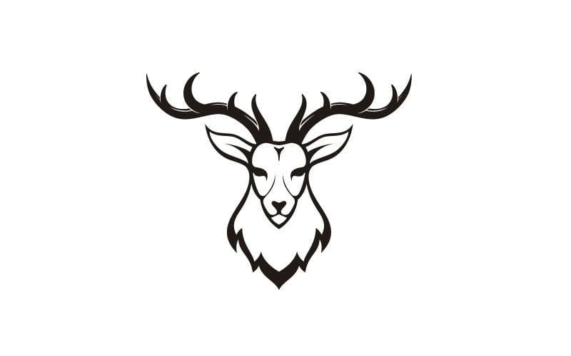 Ilustracja projektu logo głowy poroża jelenia