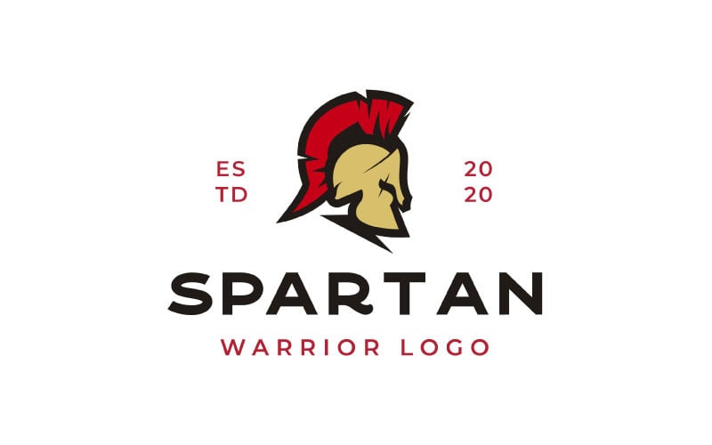 Logo Spartan Spartan retrò, modello vettoriale di design con logo casco Spartan