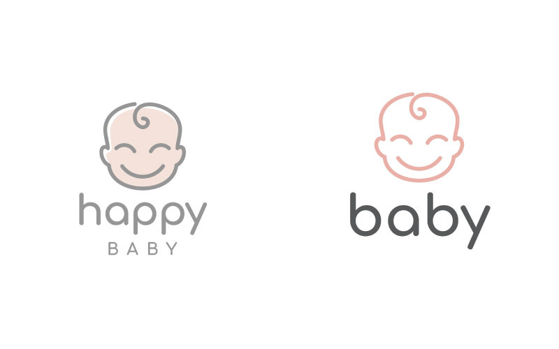 Modello di progettazione del logo dei bambini del bambino del bambino felice sveglio