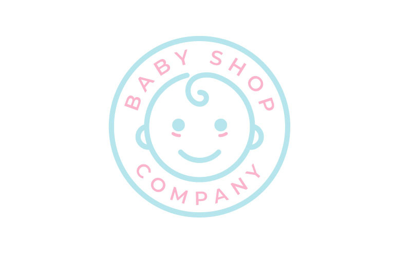 Niedliche glückliche Baby-Kleinkind-Baby-Logo-Emble-Stempel-Design-Vorlage