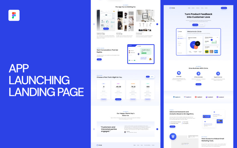 Page de destination de lancement d'application